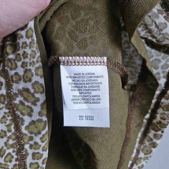 Liz Claiborne Top Womens XL Leopard Print Sheer‎ Mesh Y2K Fitted Scoop Neck - Picture 7 of 10